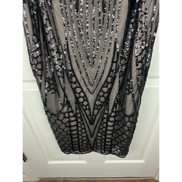 R&M Richard Black Sleeveless All Over Sequin Bodycon Dress 1920s Flapper Size 12 - Picture 5 of 8